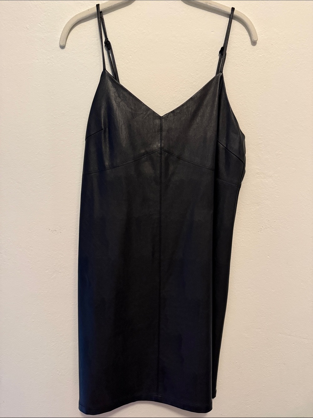 Classic Black Faux Leather Slip Dress by Sugar Lips brand size L